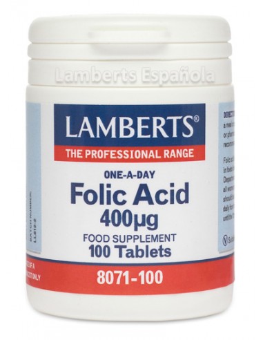 Ácido Fólico 400mcg 100comp Lamberts